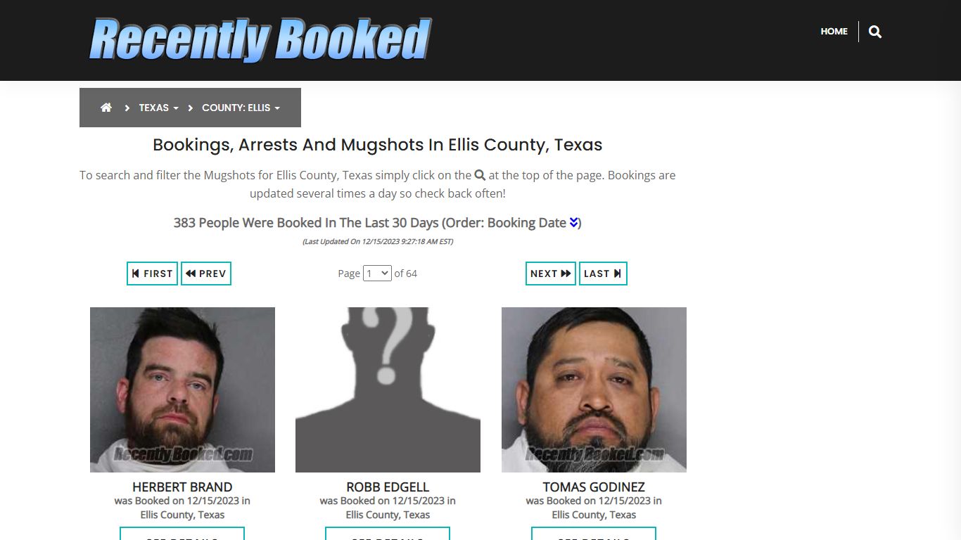 Recent bookings, Arrests, Mugshots in Ellis County, Texas - Recently Booked